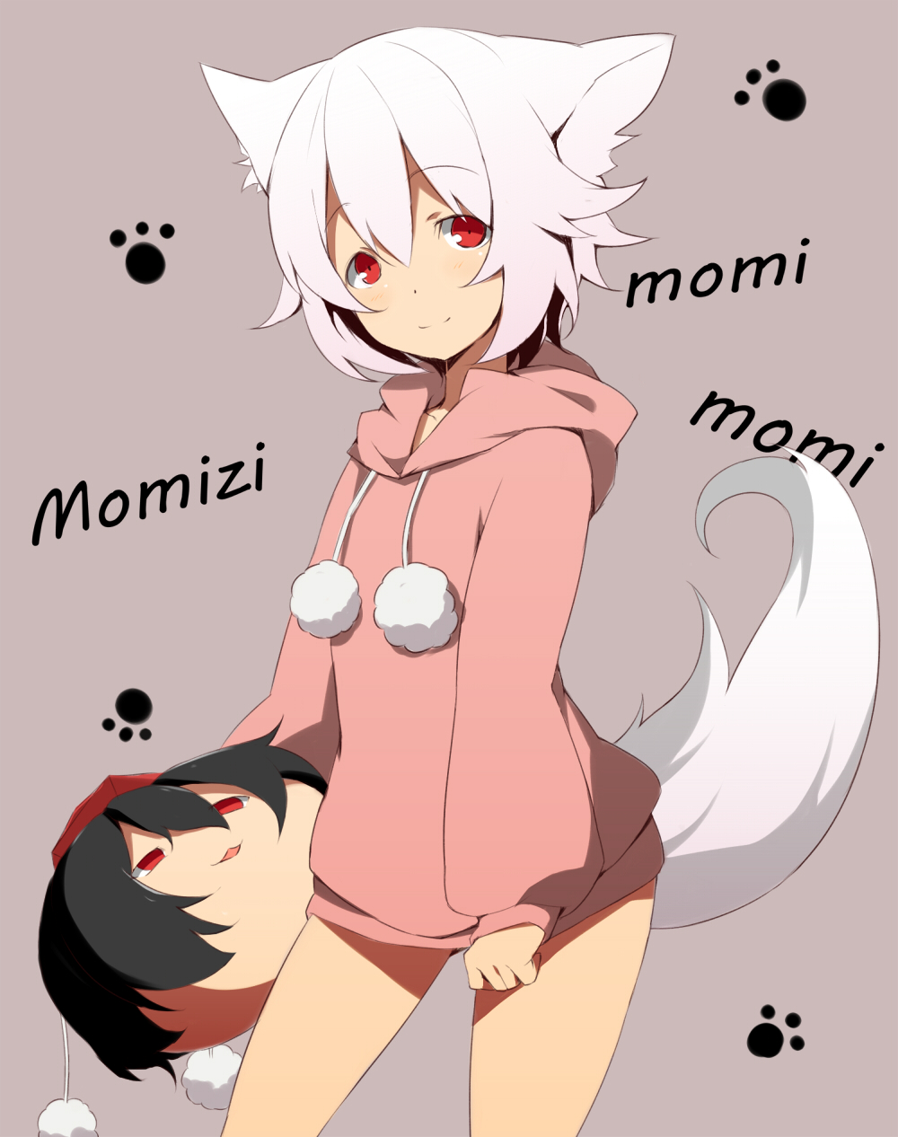 bad_id, black_hair, bottomless, hat, highres, hotto_kan, ichi-jirushi, inubashiri_momiji