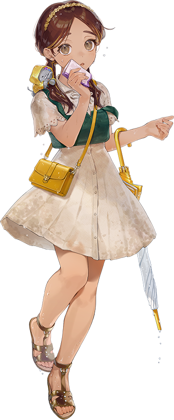 1girl, animal_on_shoulder, bag, closed_mouth, closed_umbrella, dark-skinned_female, dark_skin, elephant
