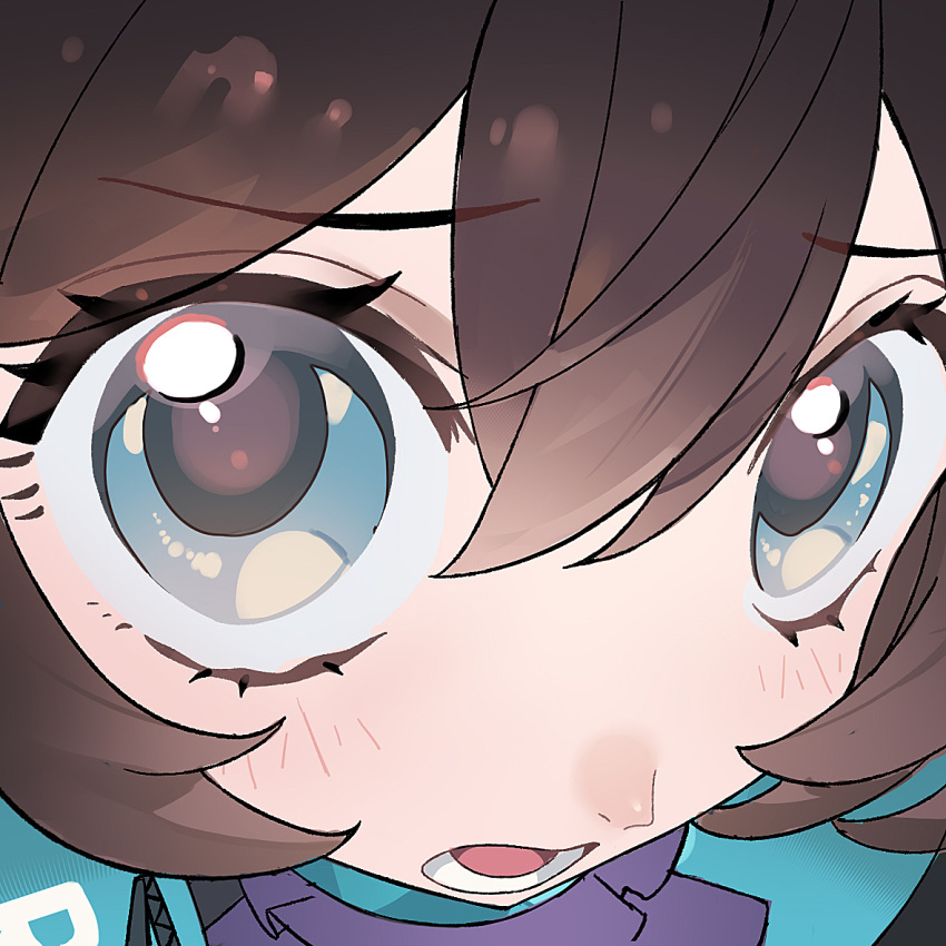 1girl, amiya_(arknights), arknights, ascot, blue_eyes, brown_hair, chinese_commentary, close-up