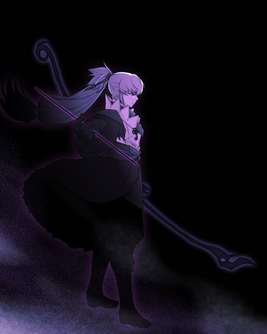 1boy, absurdres, aura, black_background, bow_(weapon), commentary_request, dark_aura, dark_persona