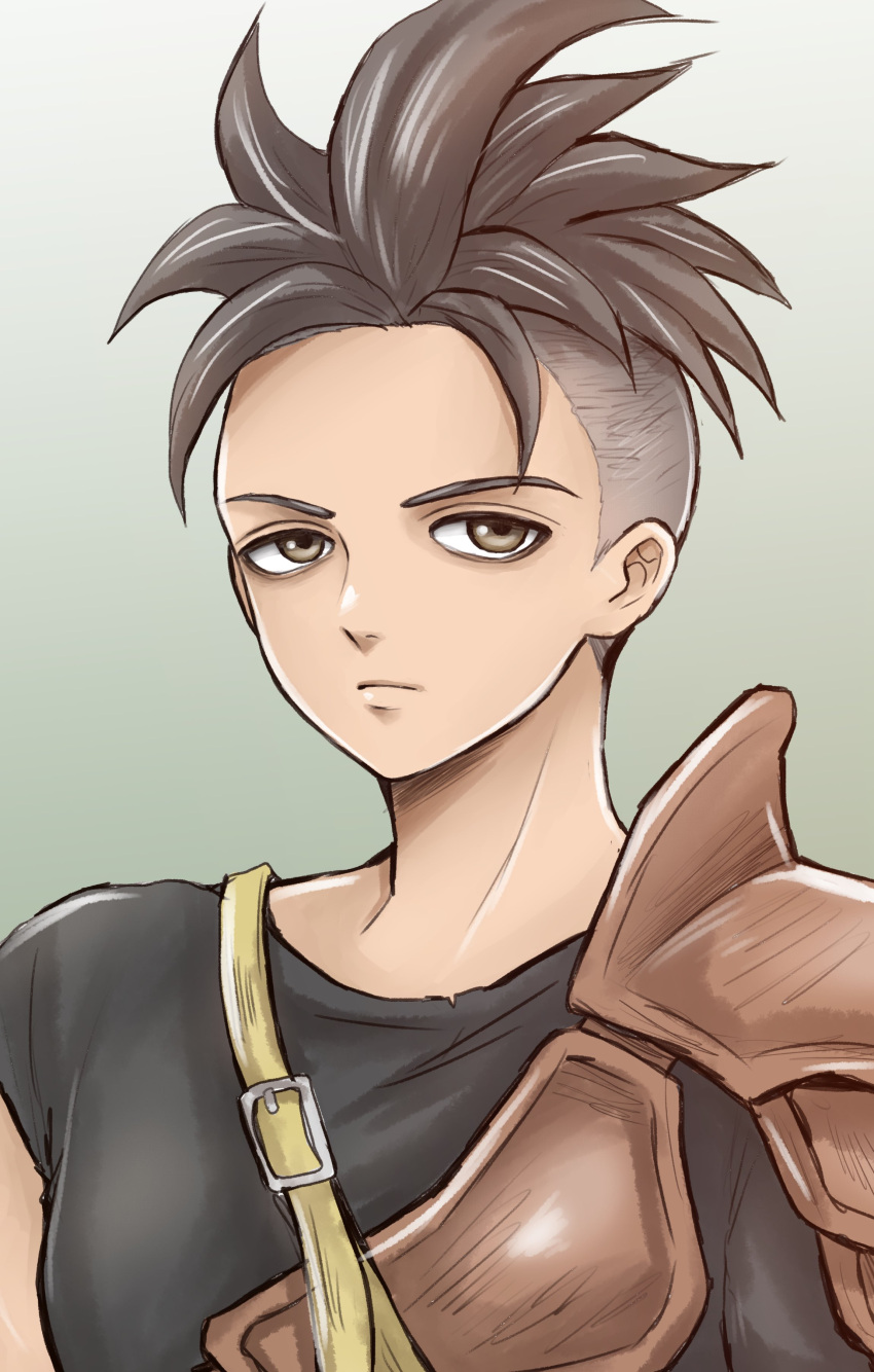 1boy, absurdres, bags_under_eyes, belt_buckle, black_skirt, brown_eyes, brown_hair, buckle