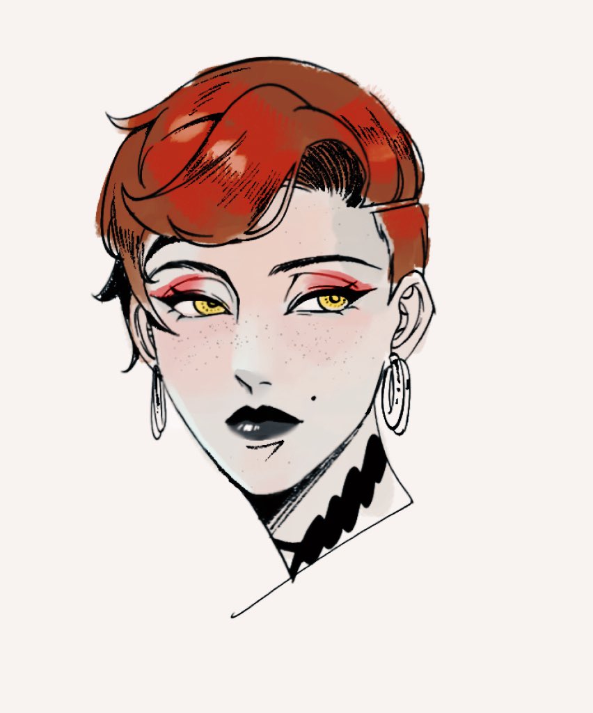 1girl, aurore_cassel, black_lips, brown_eyes, cyberpunk_(series), cyberpunk_2077, earrings, eyeshadow