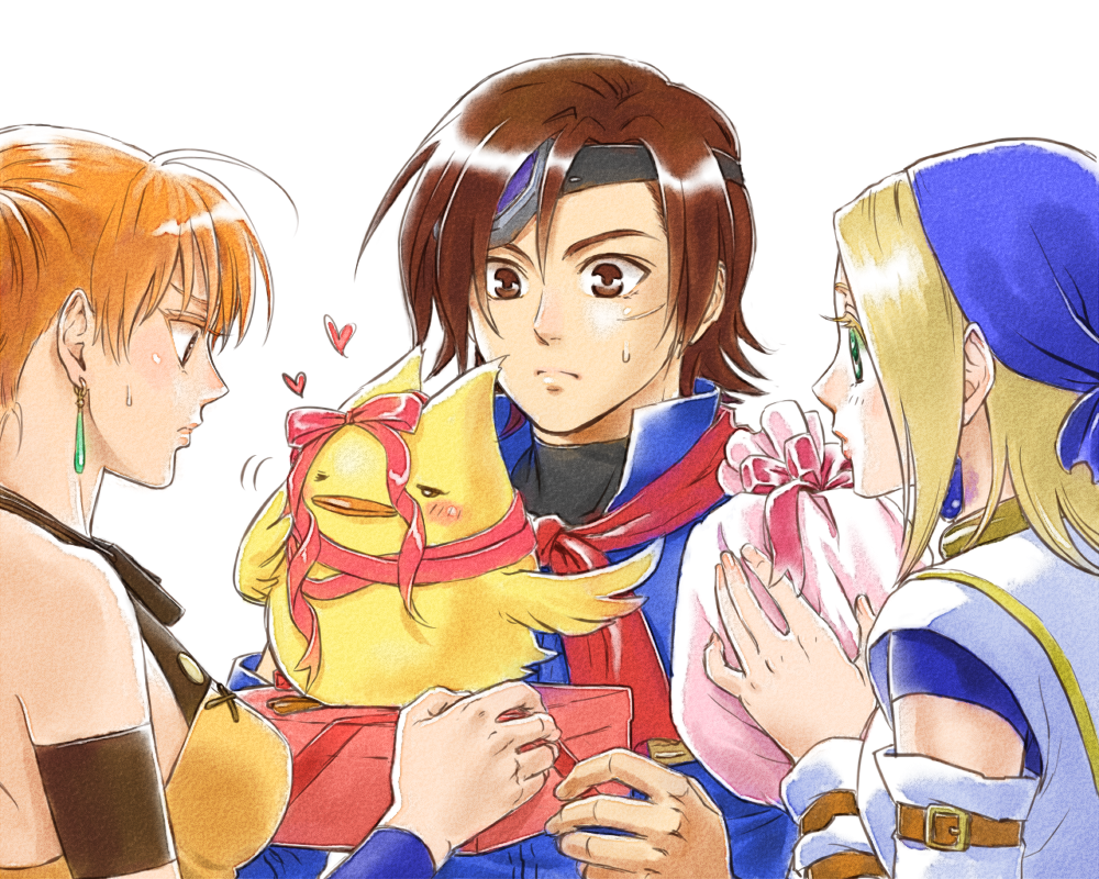 aika_(eternal_arcadia), aika_(skies_of_arcadia), bad_id, bag, bird, blonde_hair, blush, blush_stickers