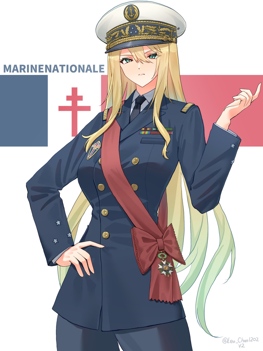 1girl, absurdres, black_necktie, blonde_hair, bow, buttons, closed_mouth, collared_shirt