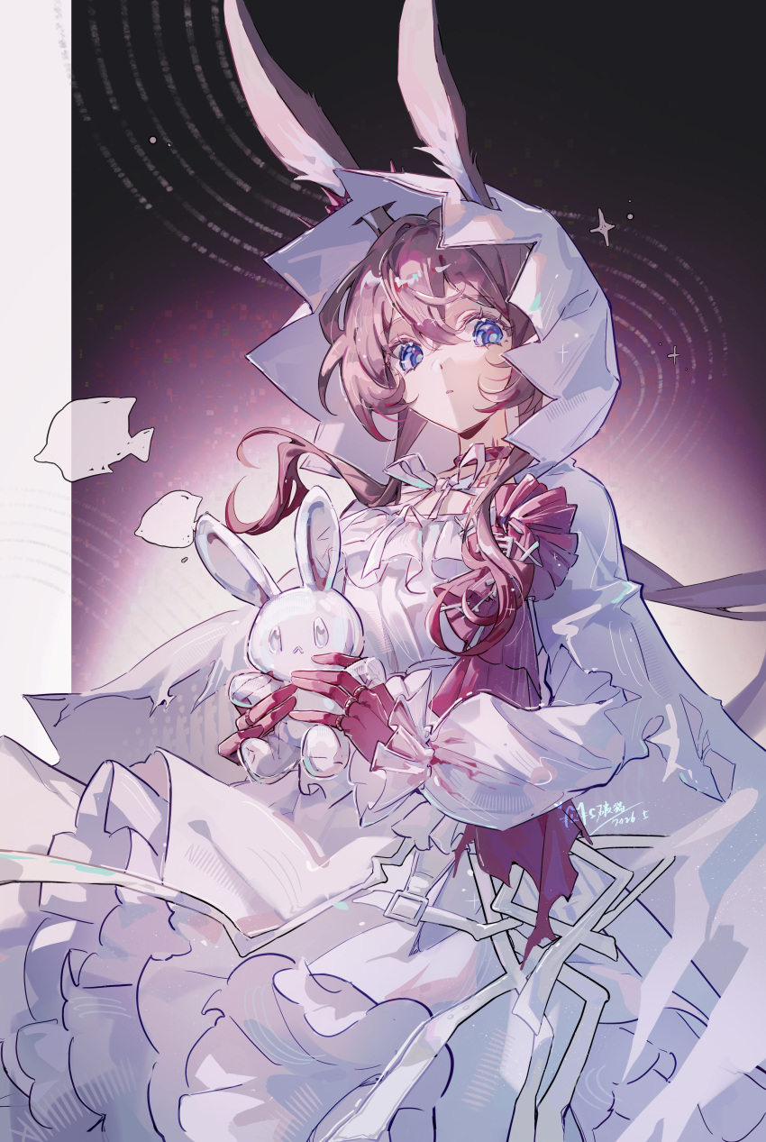 1girl, absurdres, amiya_(arknights), amiya_(medic)_(arknights), amiya_(medic)_(the_unbounded_folio)_(arknights), animal_ears, arknights, blue_eyes