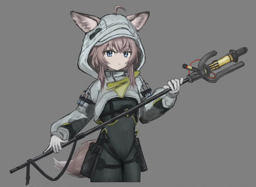 1girl, ahoge, animal_ear_fluff, animal_ears, arknights, arknights:_endfield, black_bodysuit, blue_eyes