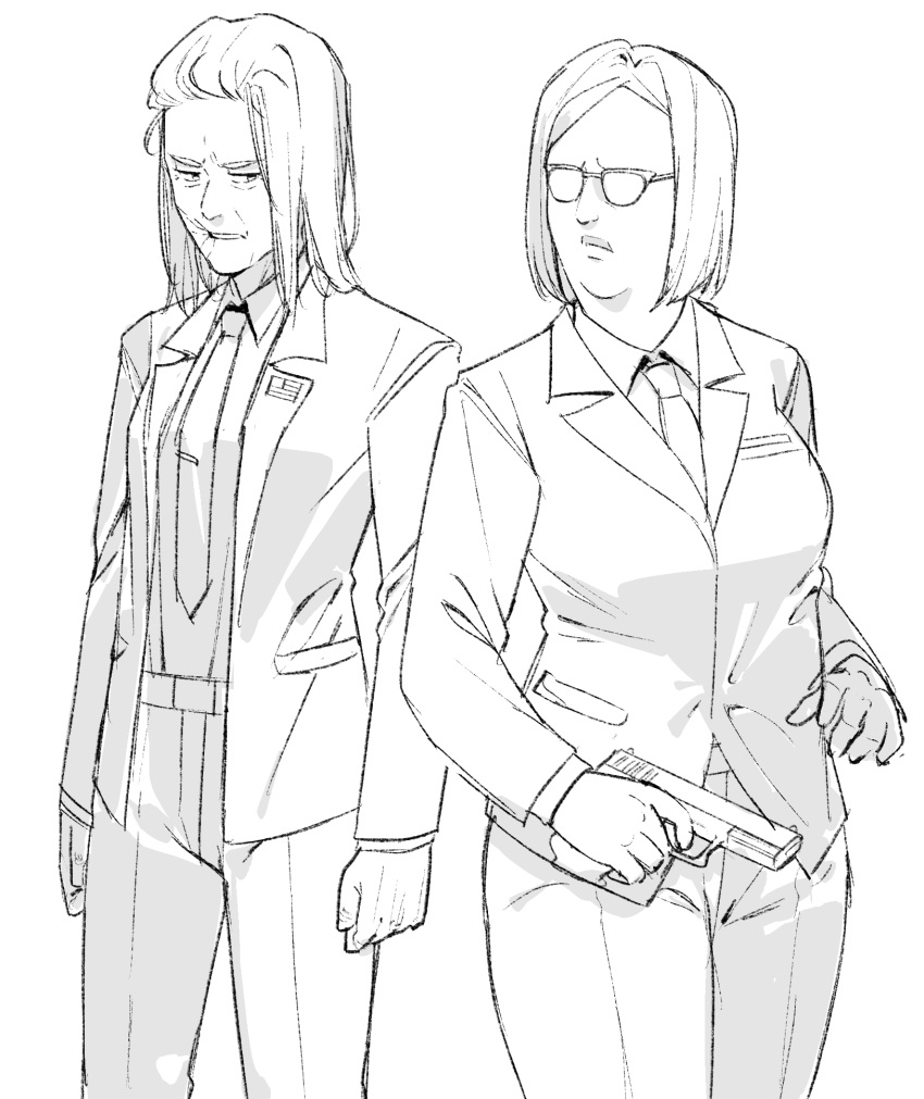 2girls, 990shitpost, breasts, cecil_stedman, closed_mouth, donald_ferguson, genderswap, genderswap_(mtf)