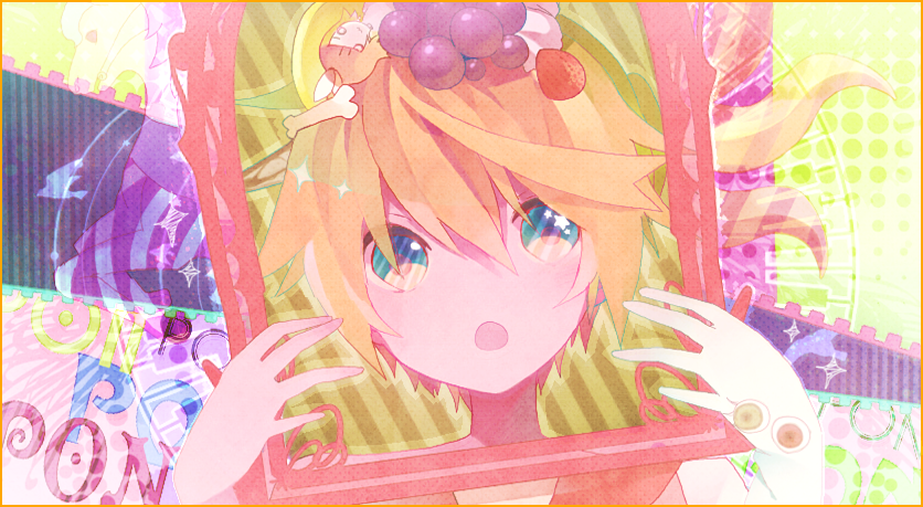 blonde_hair, cosplay, crossdressinging, eyeballs, gloves, kagamine_len, kyary_pamyu_pamyu, magical_girl