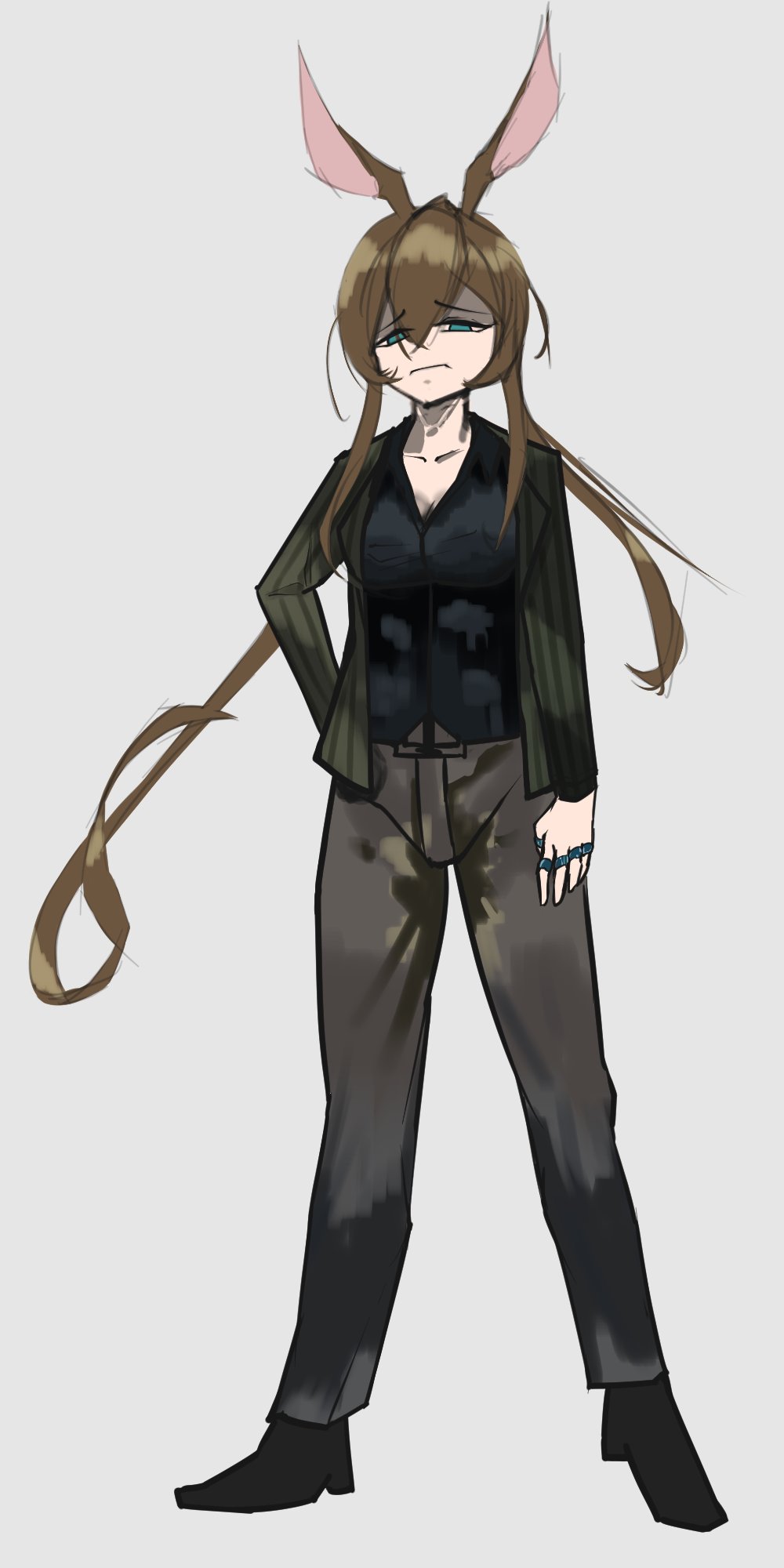 1girl, amiya_(arknights), animal_ears, arknights, blue_eyes, brown_hair, cosplay, crossover