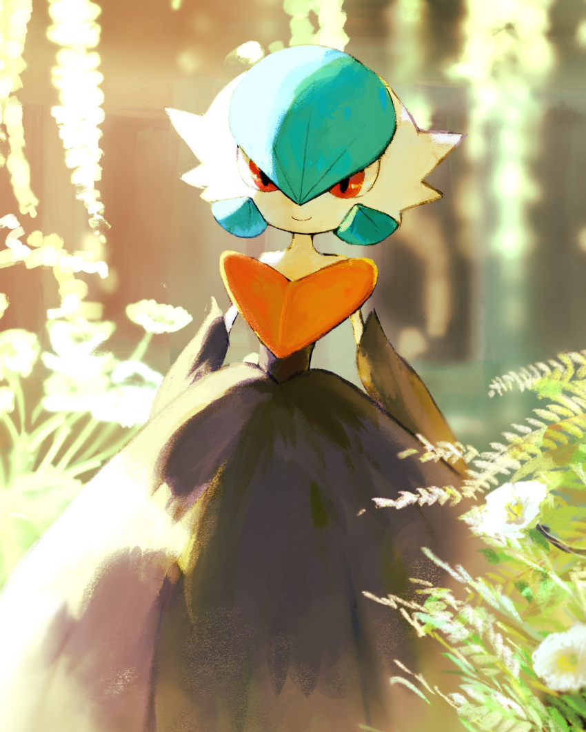 1girl, alternate_color, bishamon_(usagi_ba), blurry, bush, closed_mouth, commentary_request, cowboy_shot