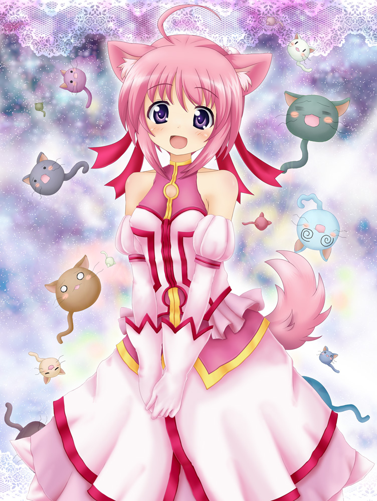 animal_ears, aoi_kanan, bare_shoulders, blush, breasts, cat_ears, dog_days, dog_ears