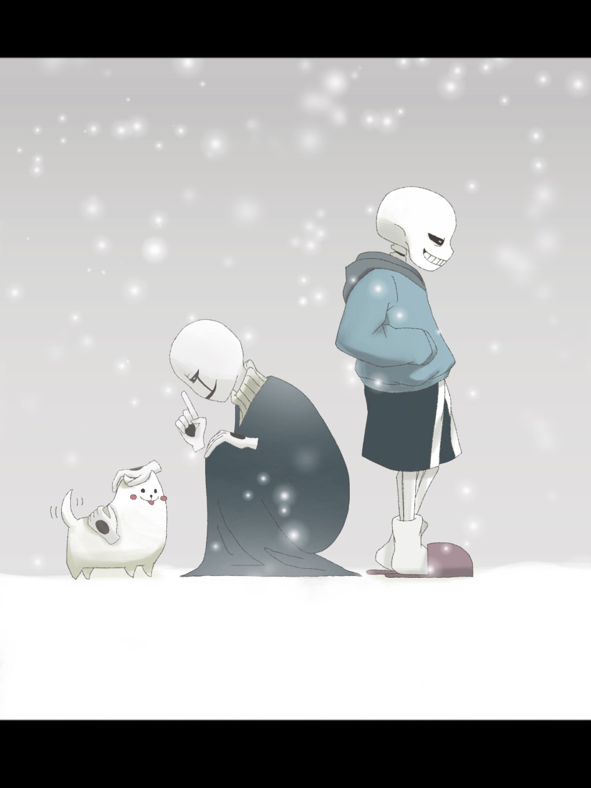 2020, 2boys, 2d, animal, annoying_dog, black_coat, black_shorts, blue_jacket