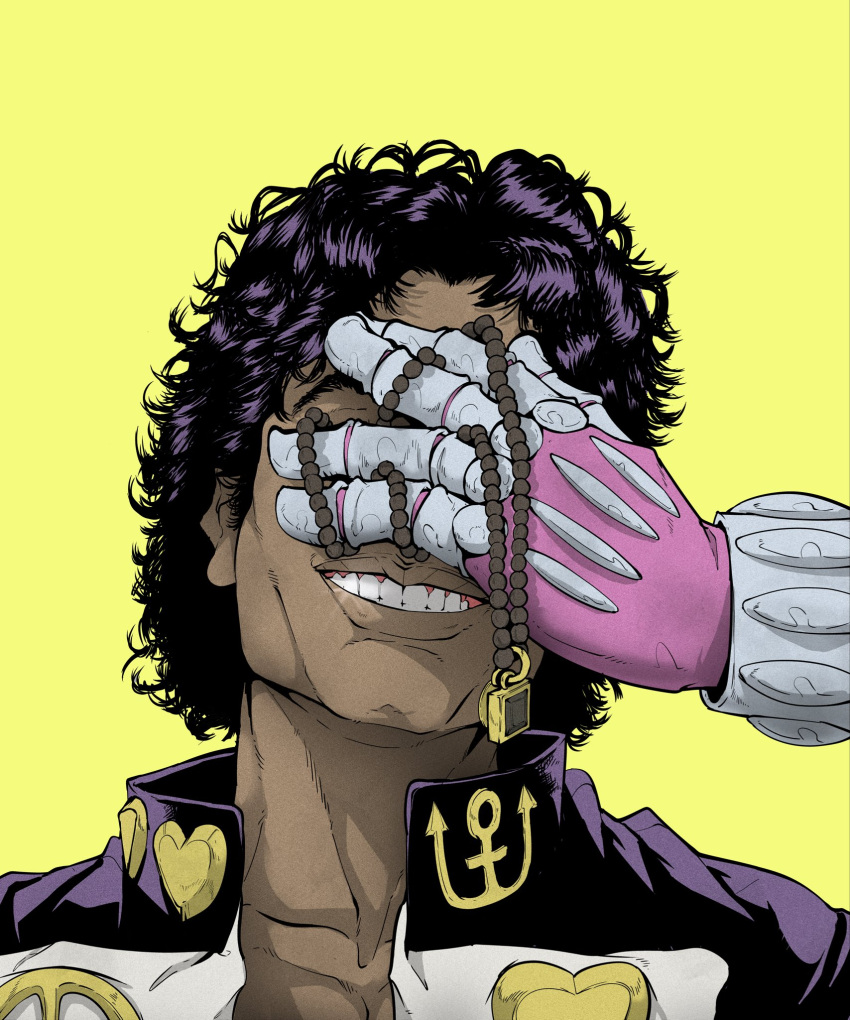 1boy, black_hair, cosplay, dark-skinned_male, dark_skin, diamond_wa_kudakenai, gakuran, higashikata_josuke