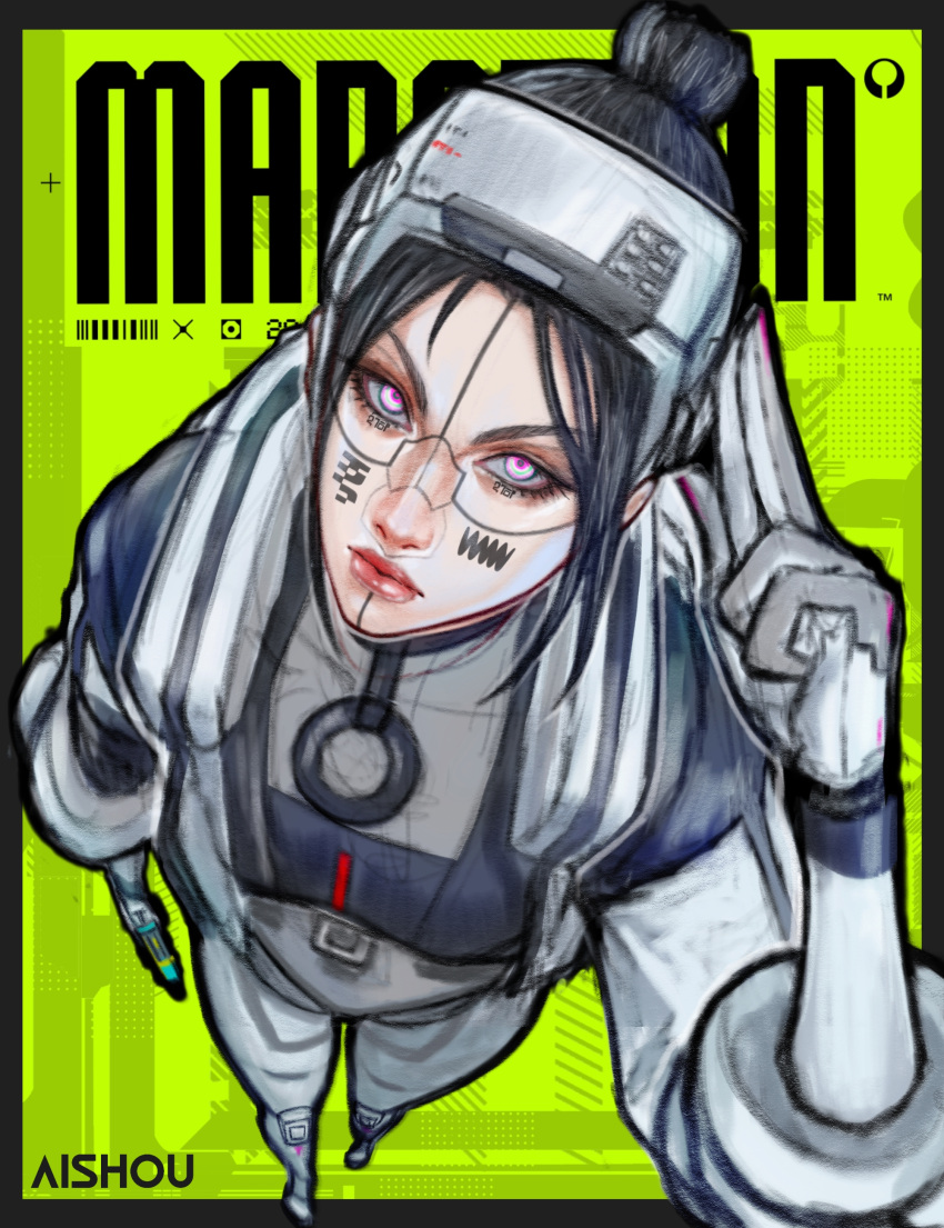 1girl, absurdres, ai_shou, artist_name, black_hair, commentary, copyright_name, english_commentary