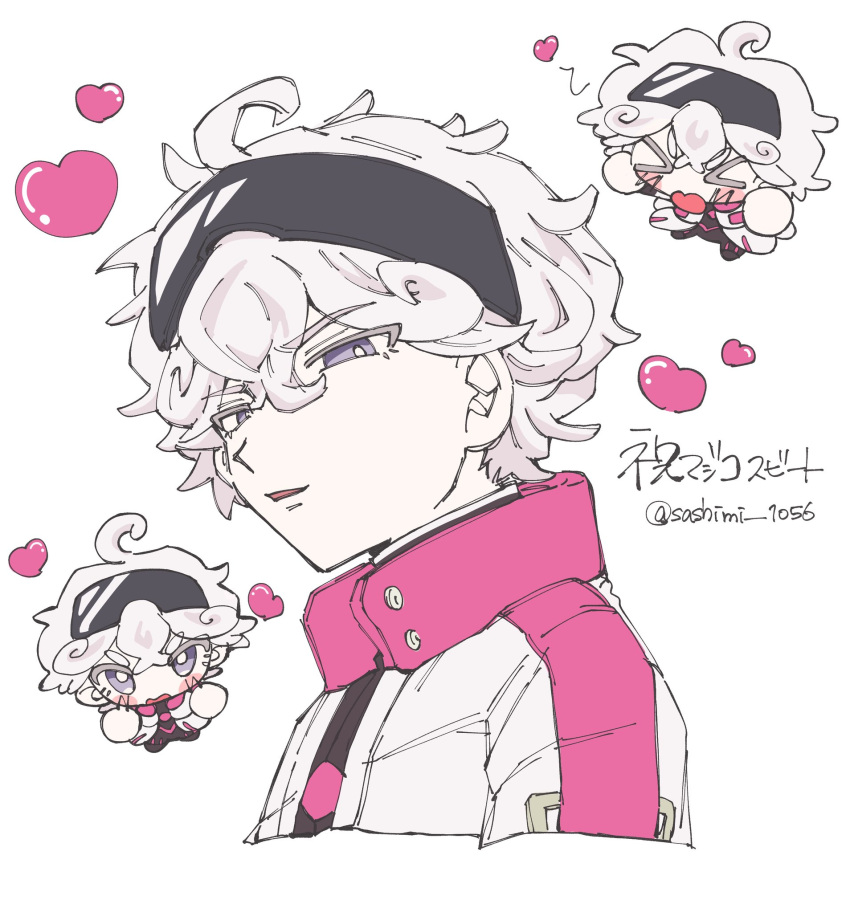 >_<, 1boy, ahoge, bede_(pokemon), bede_(sygna_suit)_(pokemon), chibi, chibi_inset, cropped_shoulders