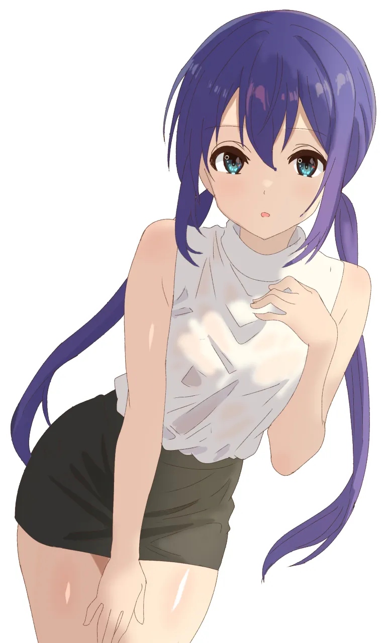 1girl, blue_eyes, blue_hair, blue_sailor_collar, blue_skirt, commentary_request, green_ribbon, highres