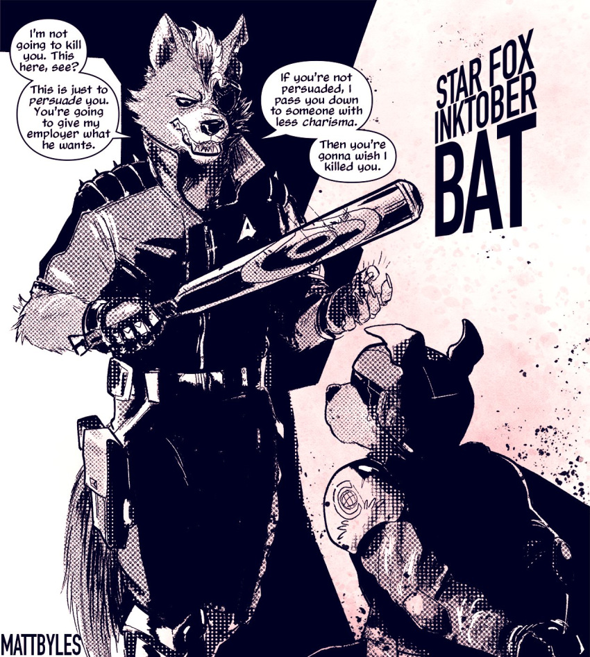 2boys, animal_ears, artist_name, baseball_bat, bill_grey, claws, commentary, copyright_name