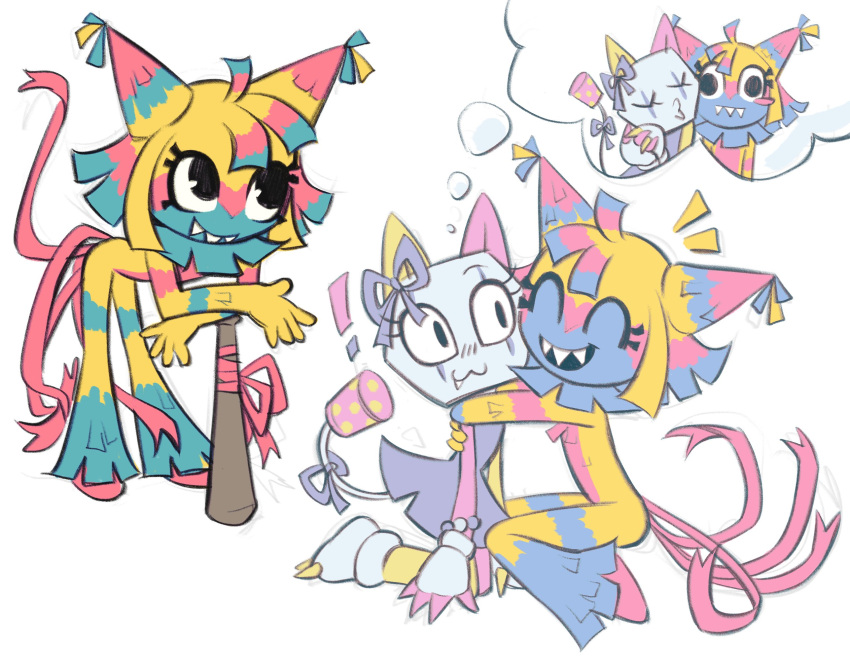 !, 2girls, :3, :d, ^_^, animal_ears, arms_at_sides, bare_legs