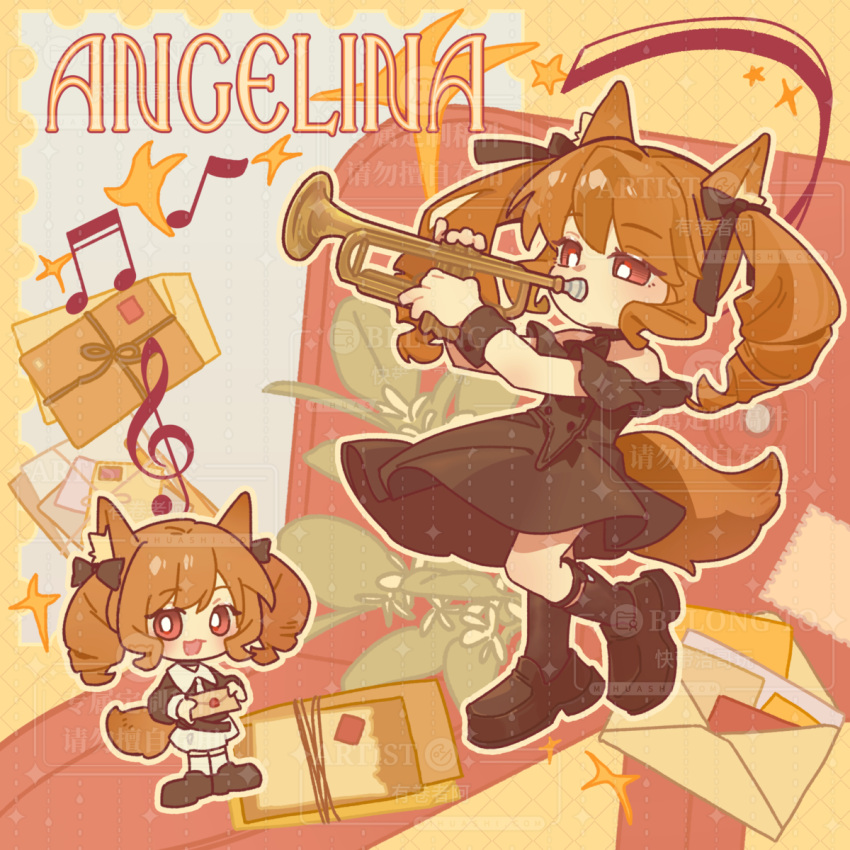 1girl, :3, :d, ambience_synesthesia, angelina_(ambience_synesthesia_2021)_(arknights), angelina_(arknights), animal_ear_fluff, animal_ears