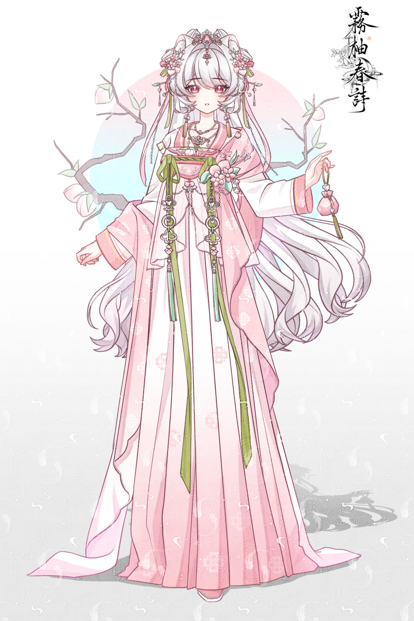 1girl, absurdres, artist_self-insert, branch, chinese_clothes, chinese_commentary, chinese_text, closed_mouth