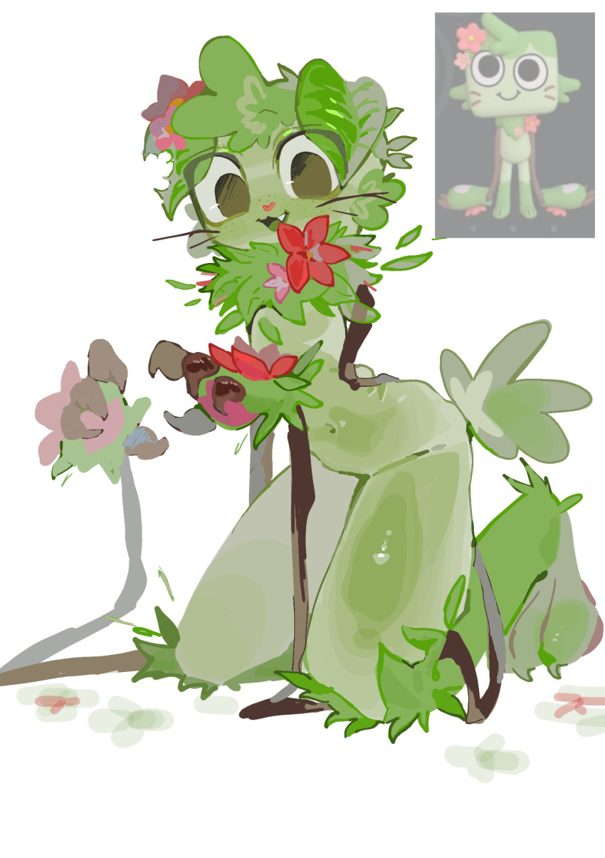 1boy, :3, :d, androgynous, animal_ears, animal_nose, arched_back, barefoot