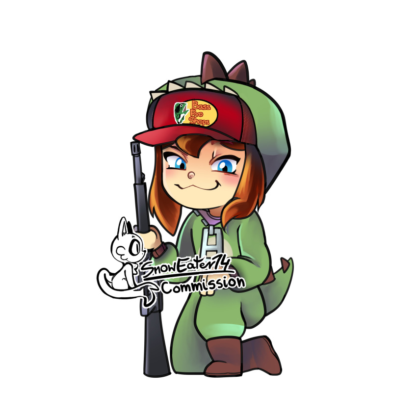 1girl, :3, a_hat_in_time, absurdres, alternate_costume, ankle_boots, baseball_cap, bass_pro_shops