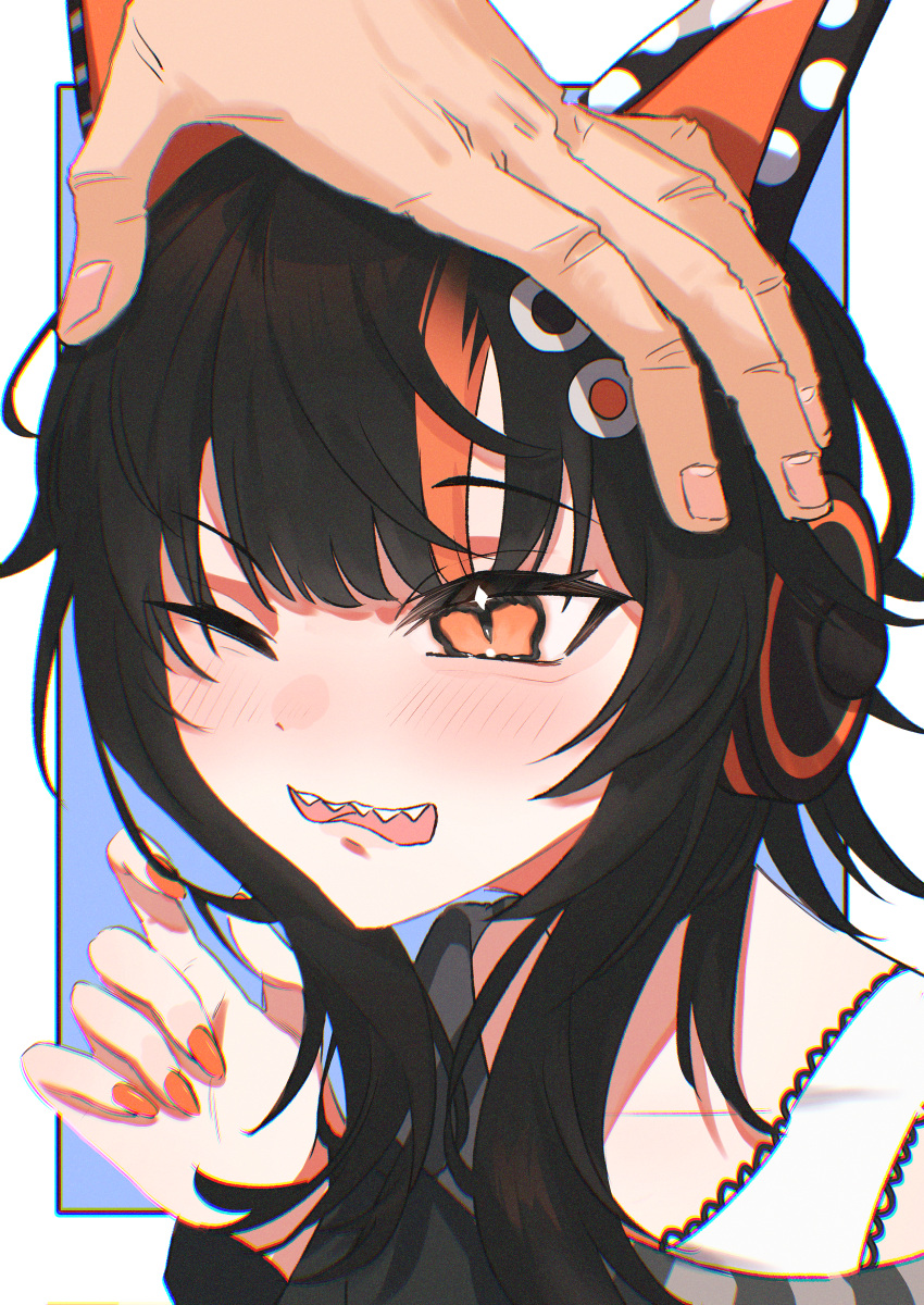 1girl, absurdres, animal_ear_headphones, animal_ears, black_hair, cat_ear_headphones, cat_ears, eyeball_hair_ornament
