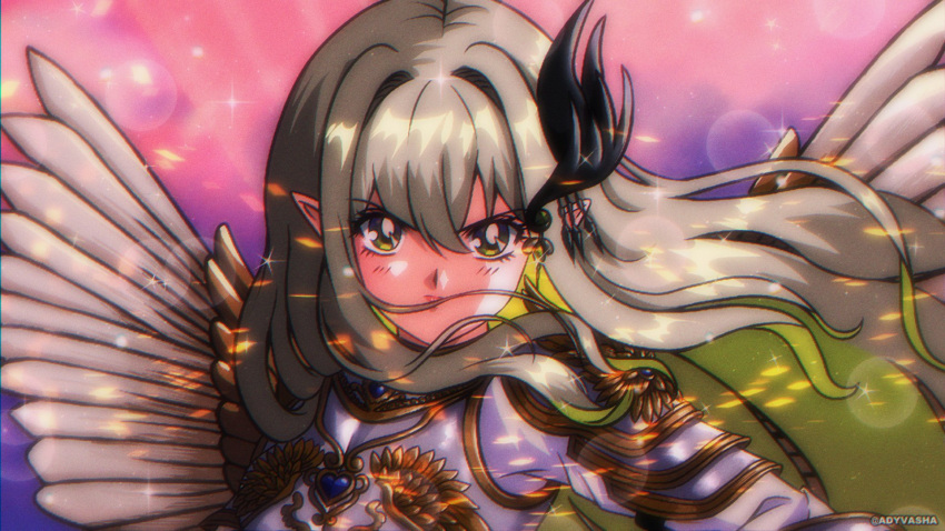 1990s_(style), 1girl, adyvasha, alfhilde_odinsdottir, armor, astraline, closed_mouth, colored_inner_hair
