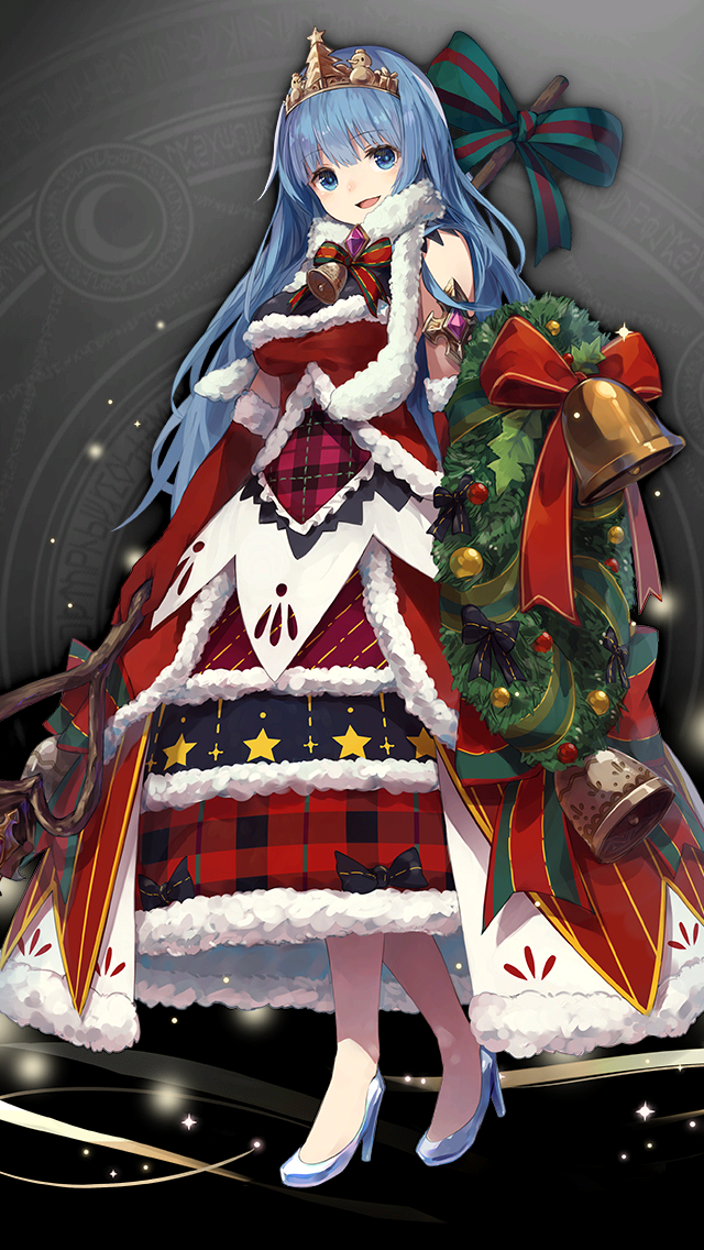 1girl, bell, blue_eyes, breasts, christmas, cinderella_(grimms_notes), cinderella_(seiya)_(grimms_notes), dress