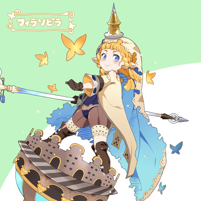 1girl, blonde_hair, blue_eyes, blush, boots, braid, coat, filasopila