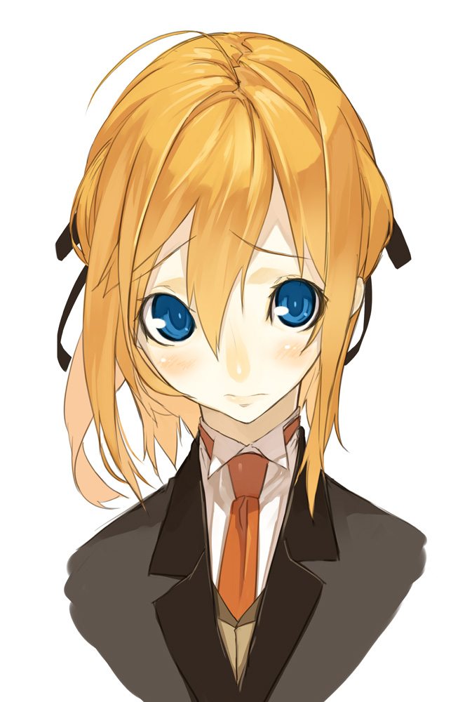 blue_eyes, butler, hair_ribbon, konoe_subaru, long_hair, mayo_chiki!, necktie, ribbon