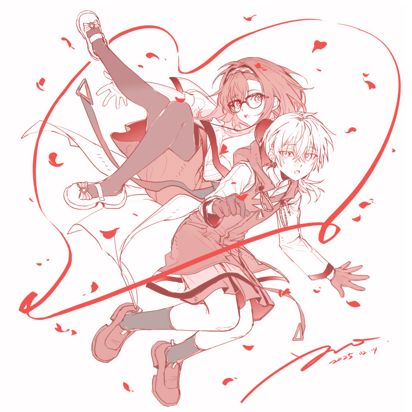 1boy, 1girl, aged_down, arknights, child, chinese_commentary, commentary_request, dated