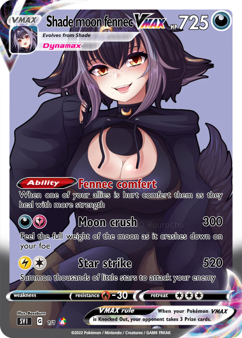 1girl, black_dress, black_hair, boob_window, dress, freckles, goth_fashion, indie_virtual_youtuber