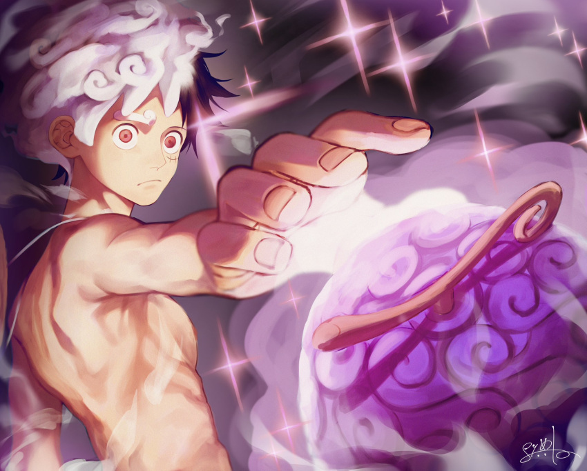 1boy, alternate_form, black_hair, devil_fruit, highres, male_focus, monkey_d._luffy, one_piece