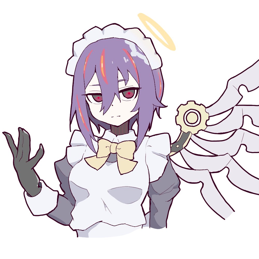 1girl, apron, black_eyes, black_gloves, commentary_request, enmaided, frilled_apron, frills