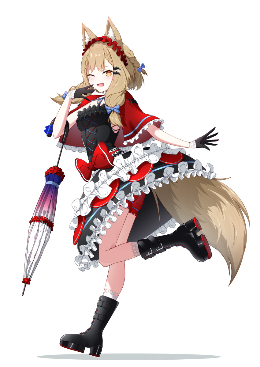 1girl, absurdres, animal_ear_fluff, animal_ears, arknights, arknights:_endfield, black_boots, black_dress