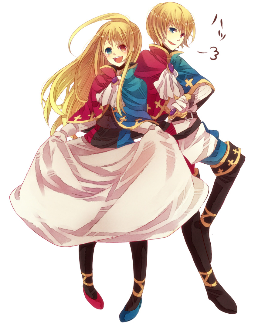 black_legwear, blonde_hair, blue_eyes, boots, brooch, cape, cravat, dress