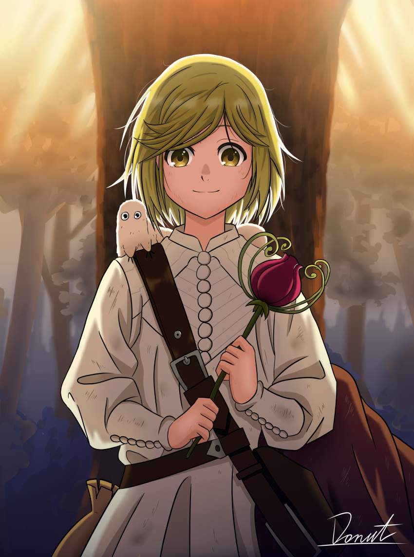 1girl, absurdres, blonde_hair, brown_eyes, brushbuddy, canon_event, coco_(tongari_boushi_no_atelier), commentary