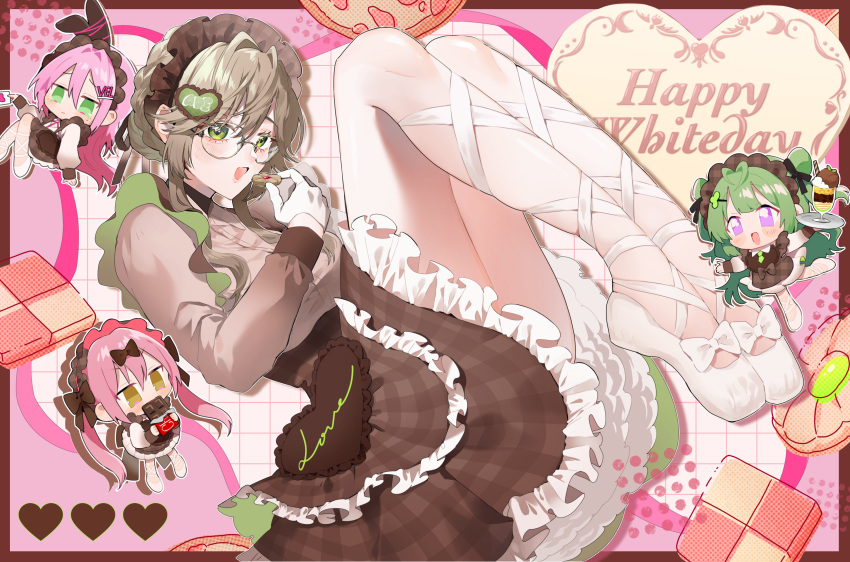 4girls, absurdres, ade_(nikke), alternate_costume, ballet_slippers, blonde_hair, border, braid