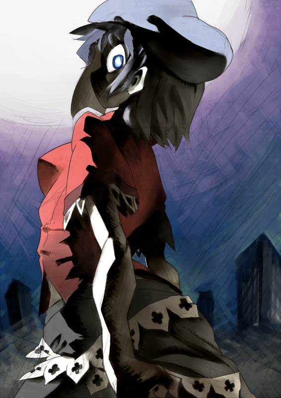 abe_ranzu, beret, hat, looking_back, miyako_yoshika, solo, staring, touhou