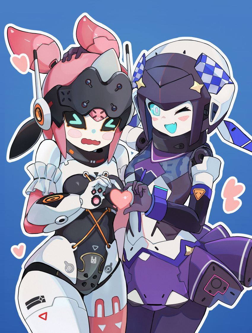 2girls, absurdres, android, angels_of_delusion, aria_(robot)_(zenless_zone_zero), aria_(zenless_zone_zero), arm_warmers, black_arm_garter