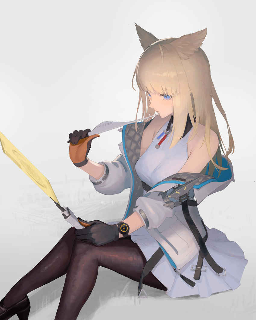 1girl, absurdres, animal_ears, arknights, arknights:_endfield, bare_shoulders, bird_ears, bird_girl