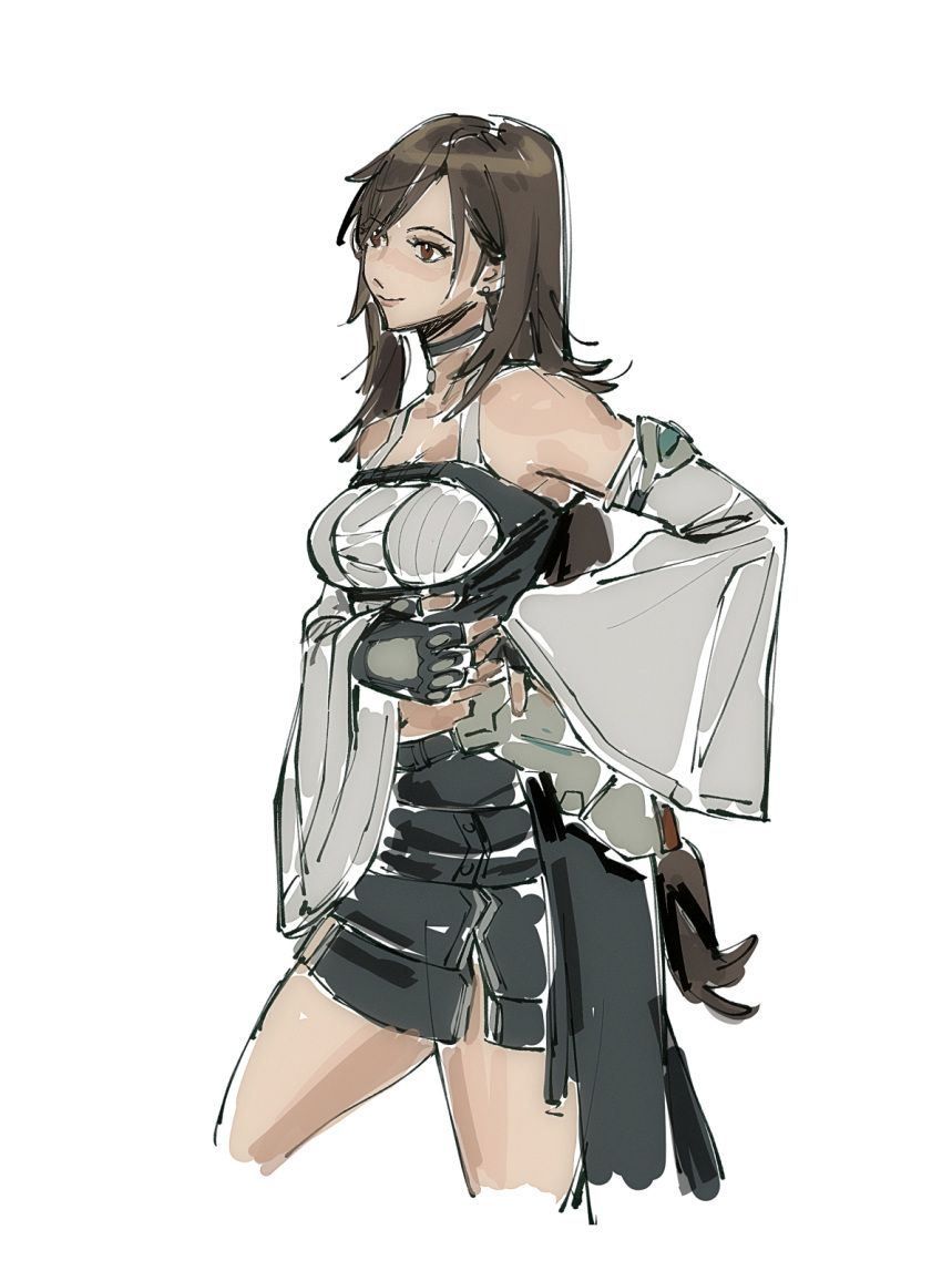 1girl, beerenfuchs, brown_eyes, cropped_legs, detached_sleeves, final_fantasy, final_fantasy_vii, final_fantasy_vii_remake