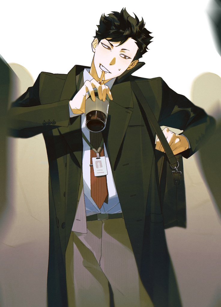 1boy, bag, belt, black_coat, black_hair, black_pants, brown_belt, brown_jacket