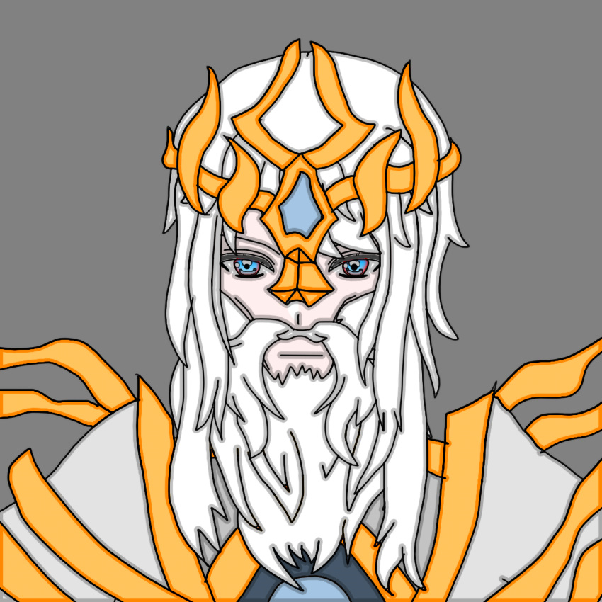 1boy, arbiter, arch-arbiter, armor, blue_eyes, chronicle_of_myers, commentary_request, crown, death_knight_(warcraft), highres, jo_shin_ogi, old, old_man, pale_skin, robe, shadowlands, shinigami, stellus_keirich, underworld, warcraft, white_hair, world_of_warcraft