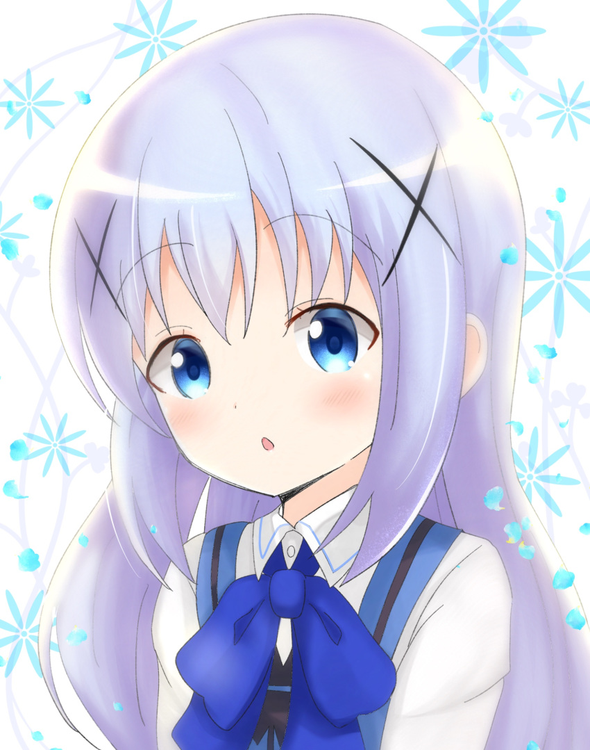 1girl, :o, blue_bow, blue_bowtie, blue_eyes, blue_hair, blue_vest, blush