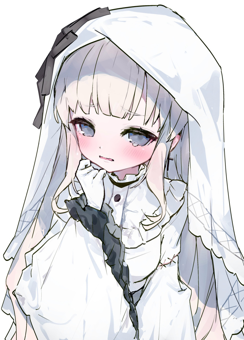 1girl, absurdres, bib_collar, blonde_hair, commentary_request, cross, cross_earrings, cross_ornament