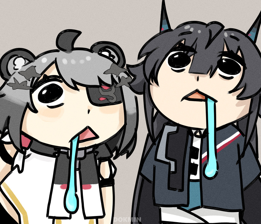 2girls, absurdres, ahoge, animal_ears, arknights, arknights:_endfield, black_hair, chen_qianyu_(arknights)