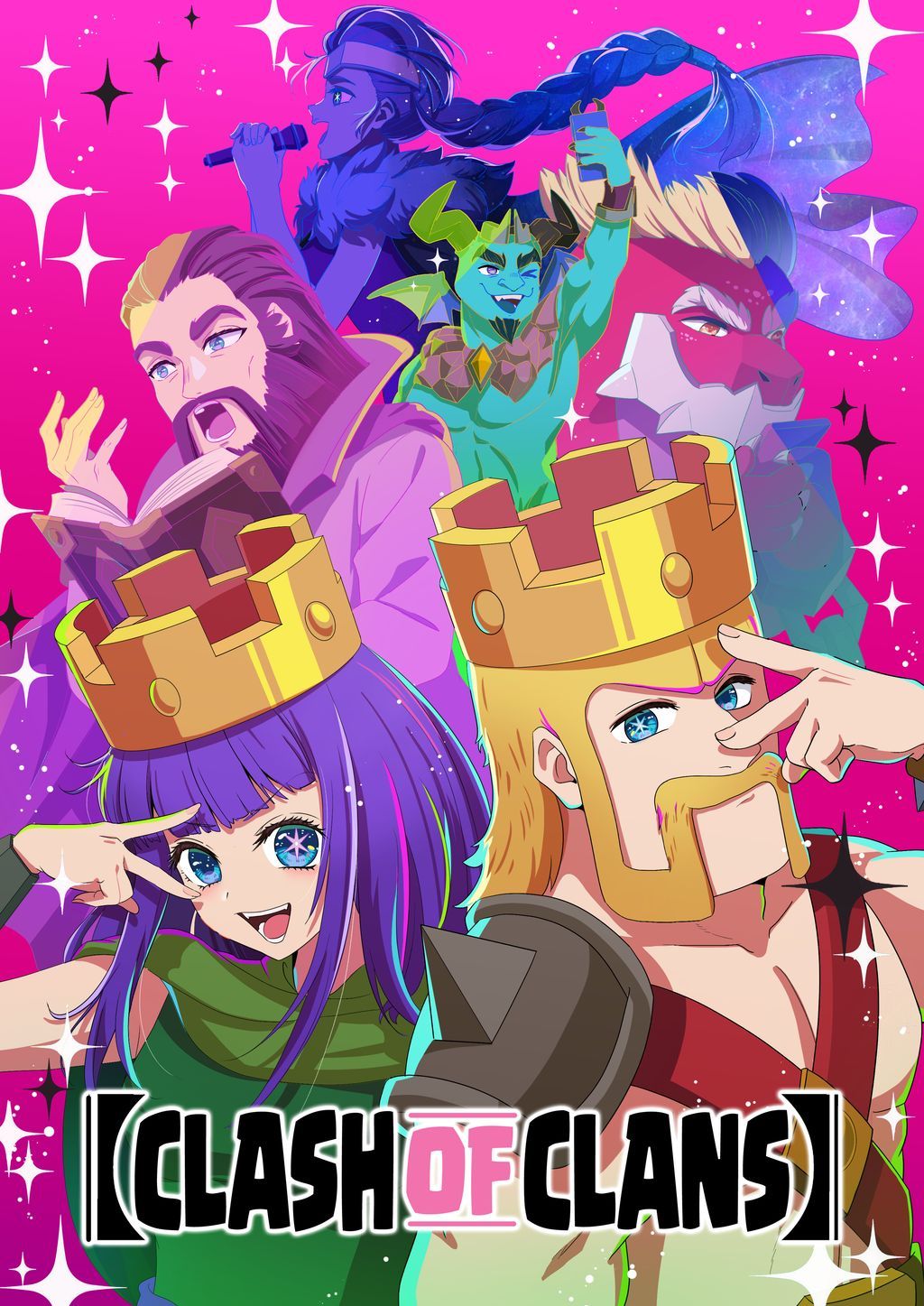 :d, :o, ;d, animification, archer_queen_(clash_of_clans), barbarian_king, beard, blonde_hair