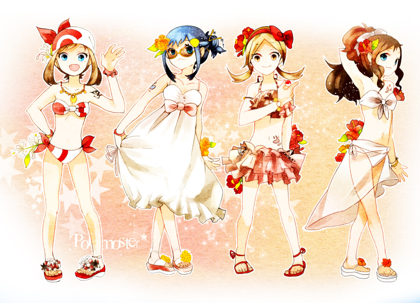 :<, :3, alternate_costume, alternate_hairstyle, alternate_headwear, anklet, bad_id, bandana